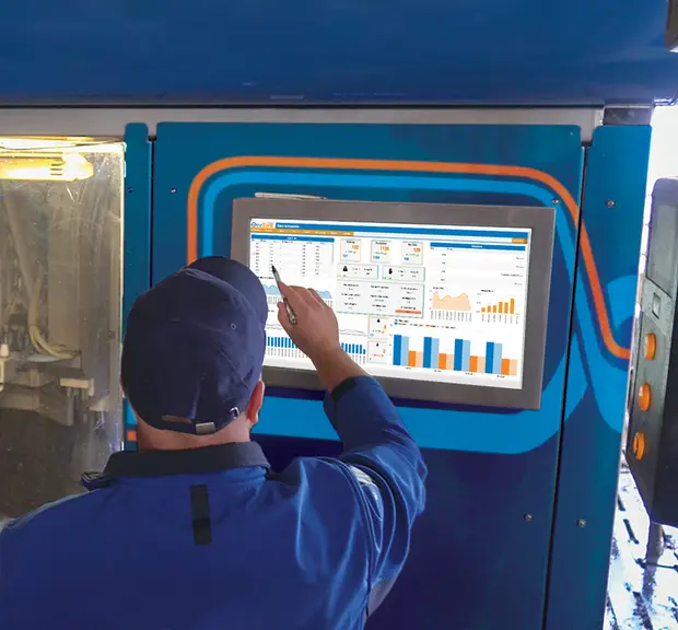 L’application OneView du robot de traite Boumatic Gemini facilite le diagnostic des performances du troupeau. © Boumatic