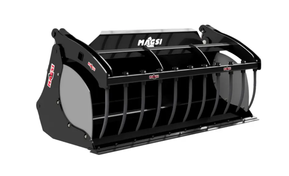 La benne à grappin Heavy Shark de Magsi reçoit au choix des doigts forgés ou oxycoupés.