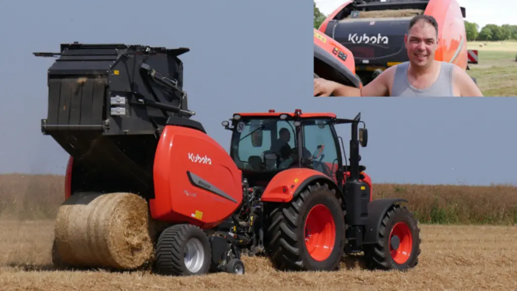 Charly Macé, agriculteur et entrepreneur de travaux agricoles dans le Calvados, a réalisé 1 000 balles avec la presse à balles rondes Kubota BV 5200 P