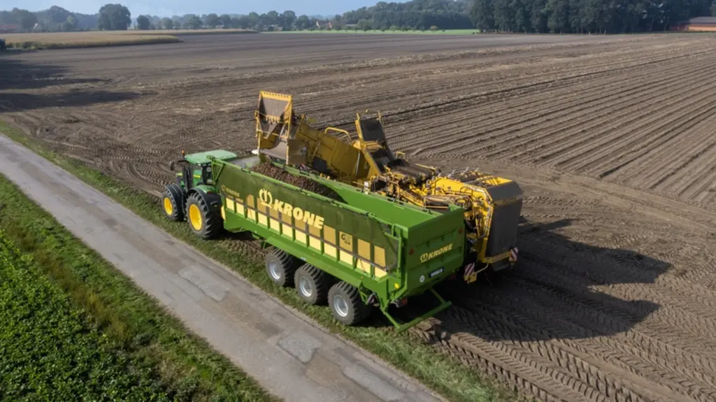La remorque à déchargement à plat GX de Krone peut embarquer de nombreux produits et notamment les pommes de terre