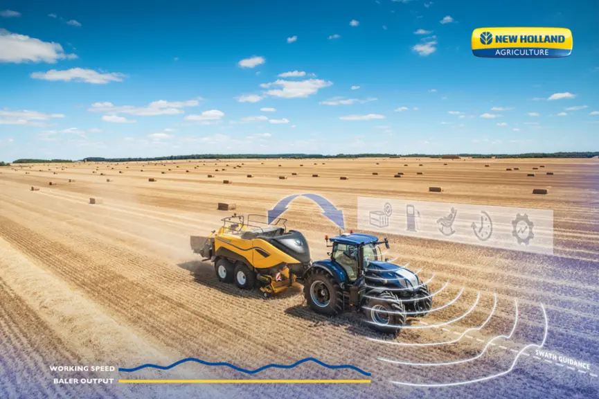 L’automatisme Big Baler Automation de New Holland simplifie considérablement la tâche du chauffeur.