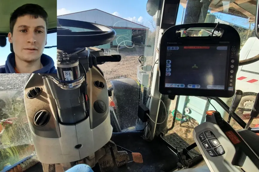 Maxime Emprou a monté lui-même l'autoguidage RTK sur deux tracteurs de l'exploitation familiale.
