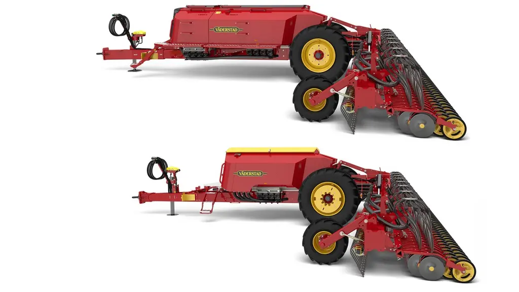 L'Inspire 1200 se décline en version à double trémie (2200 et 5 000 l, en haut) et à trémie simple de 5 000 l.