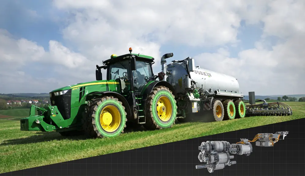 John Deere propose une transmission à variation continue électro-mécanique.