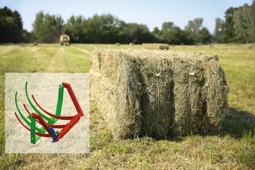 Krone propose sur certains modèles un double liage, afin de décomposer la grosse balle en plusieurs petites bottes facilement manipulables par un opér