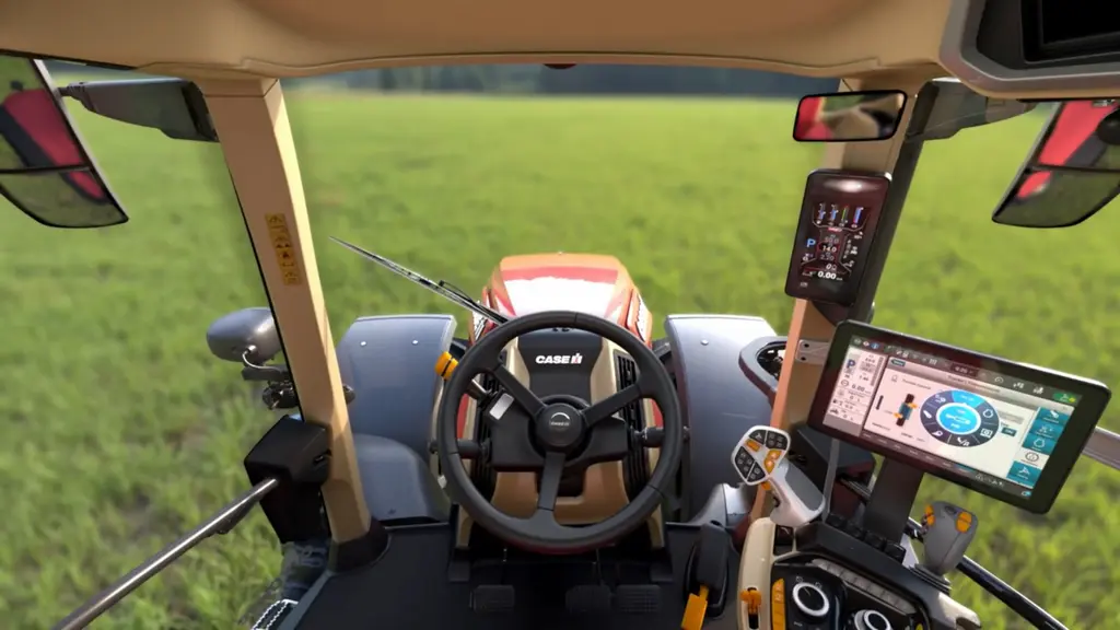 La nouvelle génération de tracteurs Case IH Optum dispose d'un tableau de bord déplacé sur l montant avant droit.