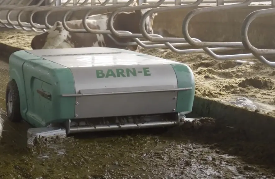 Robot racleur Barn-E en action