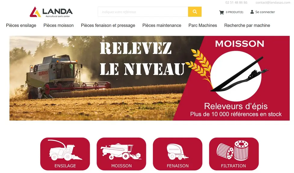 Site internet Landa - Pièces détachées agricoles