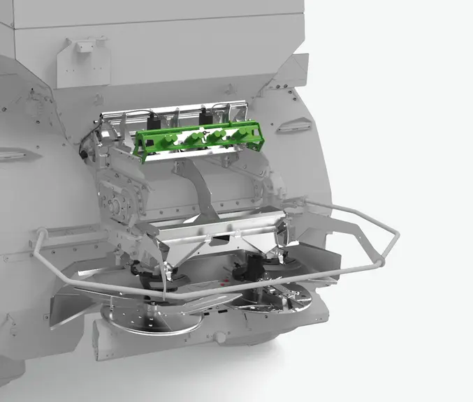 L'épandeur traîné ZG-TX d'Amazone reçoit le système d'épandage TS travaillant jusqu'à 54 m de large avec les engrais minéraux.
