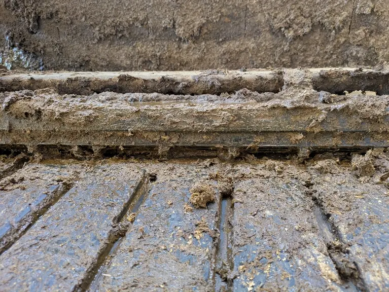 <em class="placeholder">Peigne sur racleur de lisier évoluant sur tapis drainants Magellan de Bioret Agri</em>