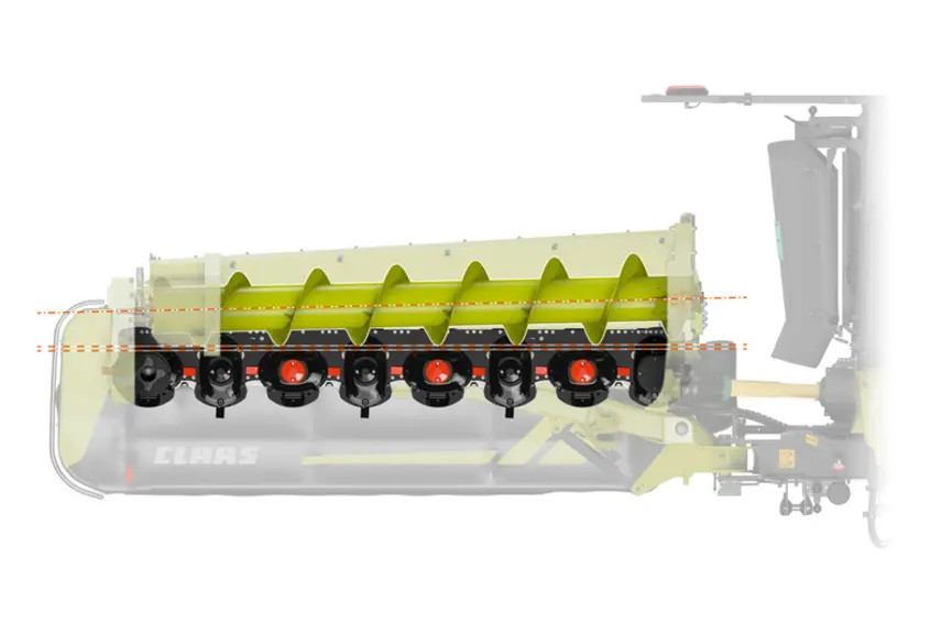 <em class="placeholder">Vue de la vis sans fin du groupeur de la faucheuse Claas Disco 9300 Direct Swather </em>