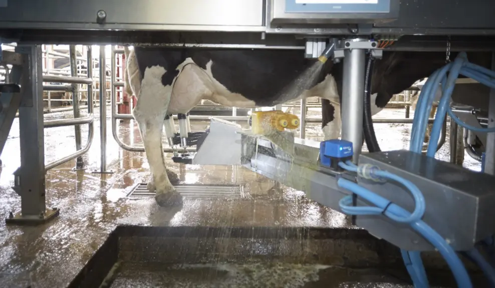 Bras avec brosse de nettoyage des trayons du robot de traite Fullwood