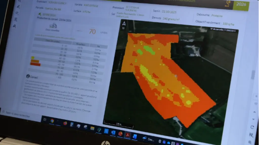 Écran d'ordinateur avec le logiciel Farmstar