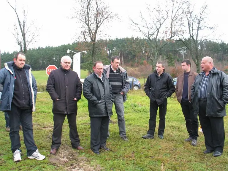 De gauche à droite : Fabien Anglade (JA 43), Serge Mouchet (conseiller général de Saugues); Laurent Duplomb (Ch. Agriculture 43), André Chevalier (FDS