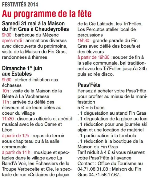 Au programme de la fête.