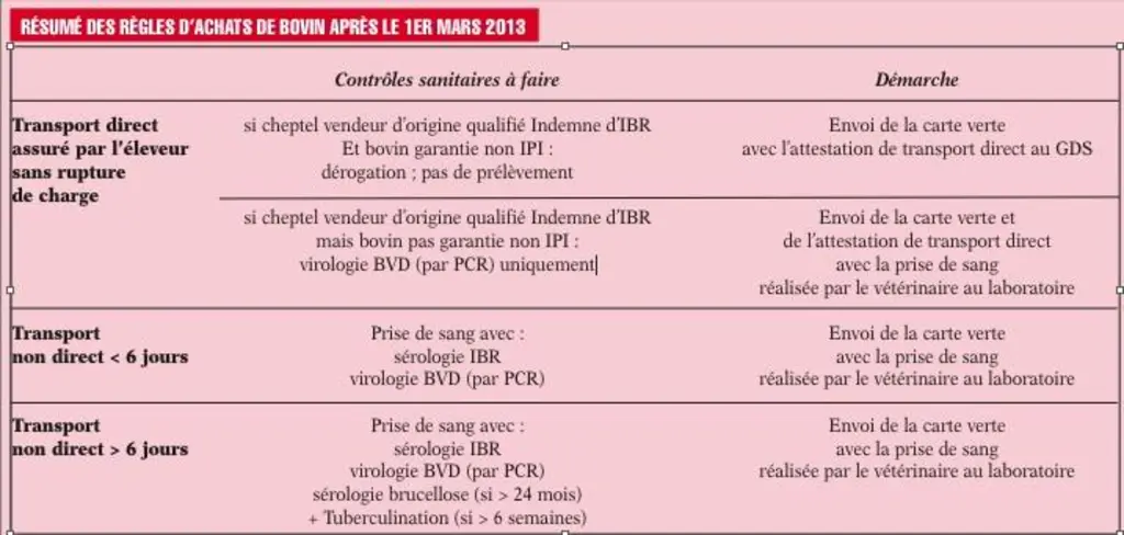 Résumé des règles d'achats de bovin après le 1er mars 2013