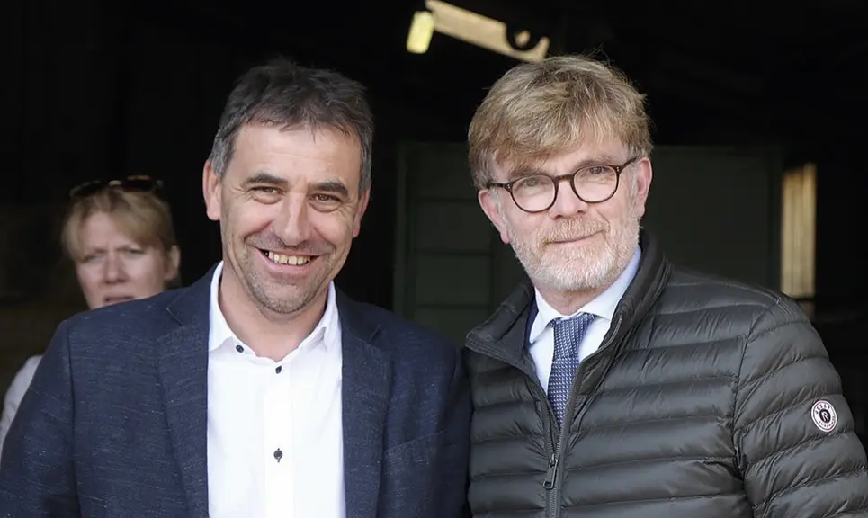 Marc Fesneau, ministre de l'agriculture et de la souveraineté alimentaire, et Jean-François Maurin, président de la FDSEA.