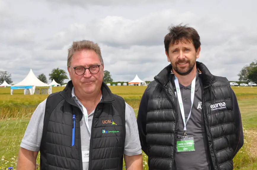 Pierre Desgoutte, agriculteur dans l'Allier et président de l'Ucal aux côtés de Julien Delheur, agriculteur dans la Loire et membre du conseil d'admin