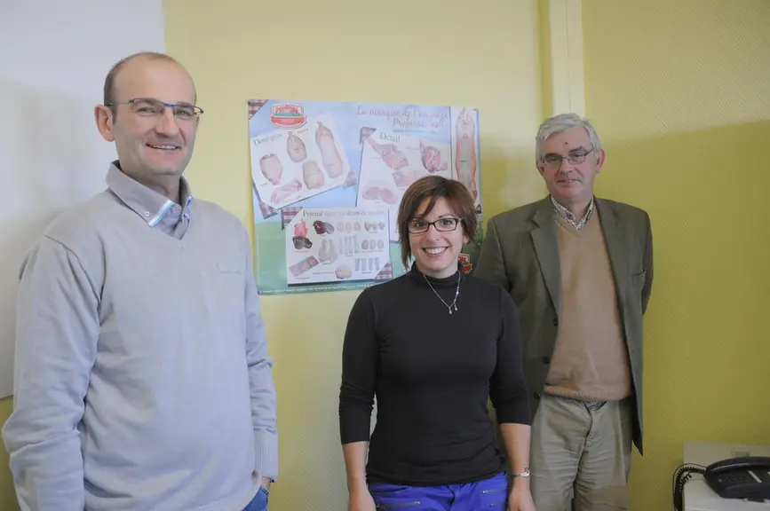Gilles Ameteau, directeur commercial de la Sodem, Catherine Falcoz, directrice de Poitou-Ovins et Olivier de la Rochethulon, directeur de l'Alliance p