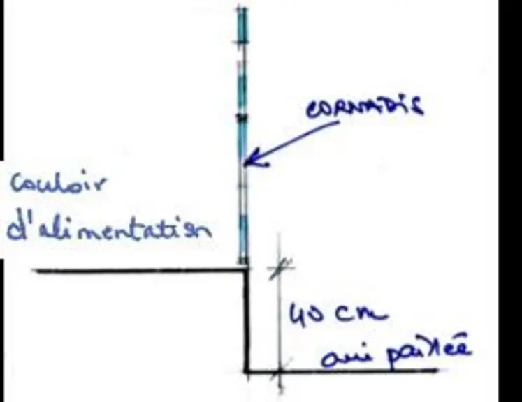 Schéma 5 (les mettre avec 3 et 4)Si la hauteur de la marche dépasse 20 cm, prévoir une table d’alimentation ou bien deux niveaux d’aire paillée dans l