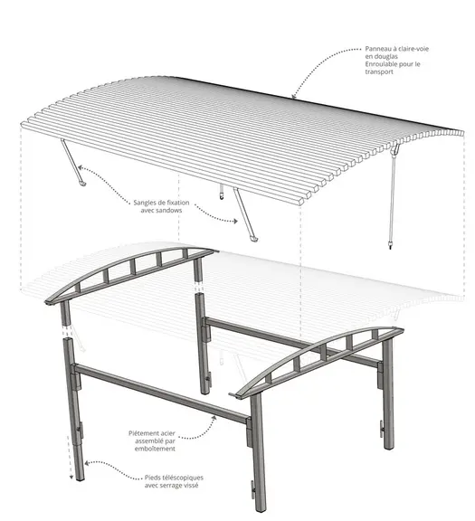 Relativement simple à réaliser, la table est adaptable à tout type de sol et sa hauteur est ajustable pour plus de confort de travail pour le trieur.