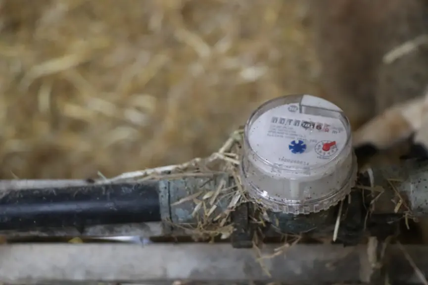 Un compteur d’eau relevé tous les 8 à 10 jours permet d’évaluer la quantité d’eau consommée.  © F. Corbières