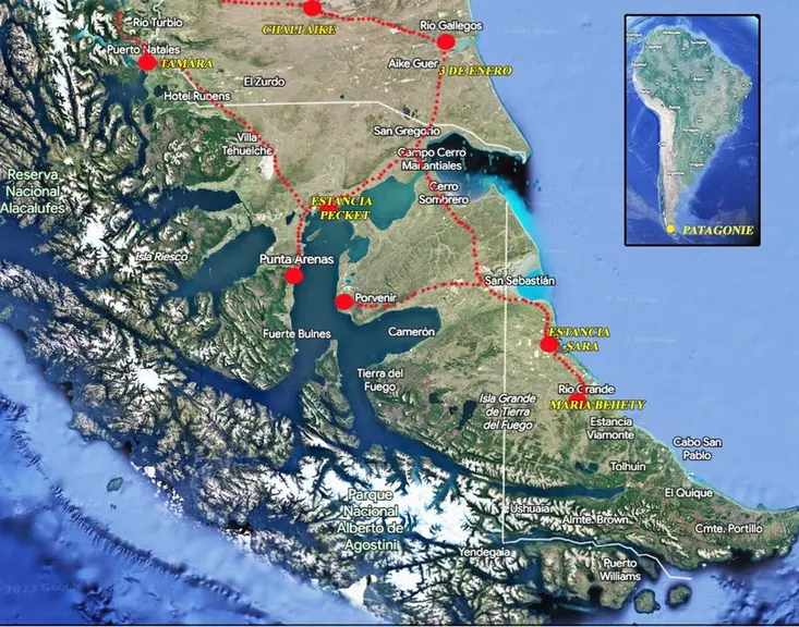 La Patagonie couvre une large zone de 1 000 000 km². Cela inclut tout le sud de l'Argentine et du Chili.