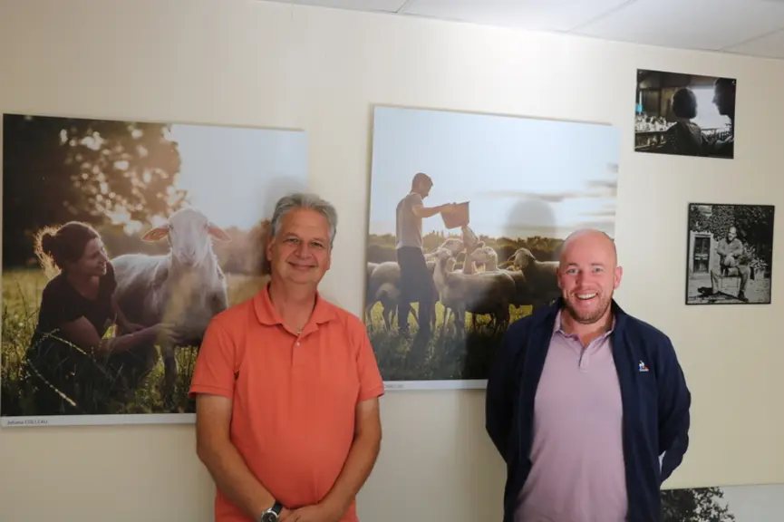 Arnaud Ménard, responsable filières et relations productions agricoles et Julien Sourdin, coordinateur des filières animales à Olga.