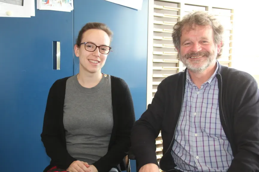 Charlotte Gaillard et Jean-Yves Dourmad, Inra. " Ces systèmes d’alimentation de précision constituent une stratégie  gagnant-gagnant." © D. Poilvet