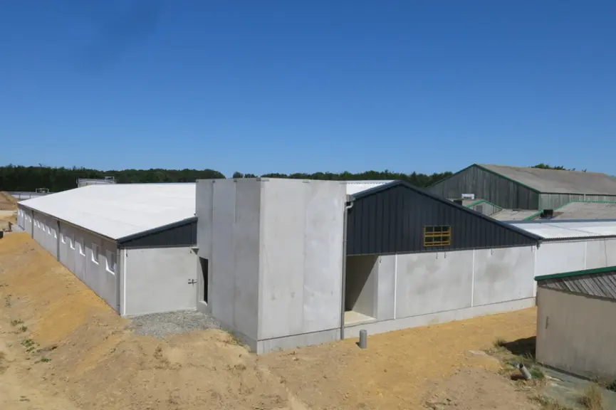 La station de Romillé se dote d'un nouveau bâtiment permettant d'engraisser la totalité des porcelets produits. © Ifip