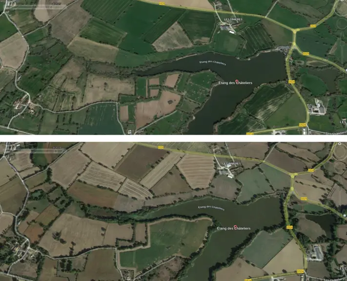 Evolution de la parcelle agricole ent 2015 et 2018.