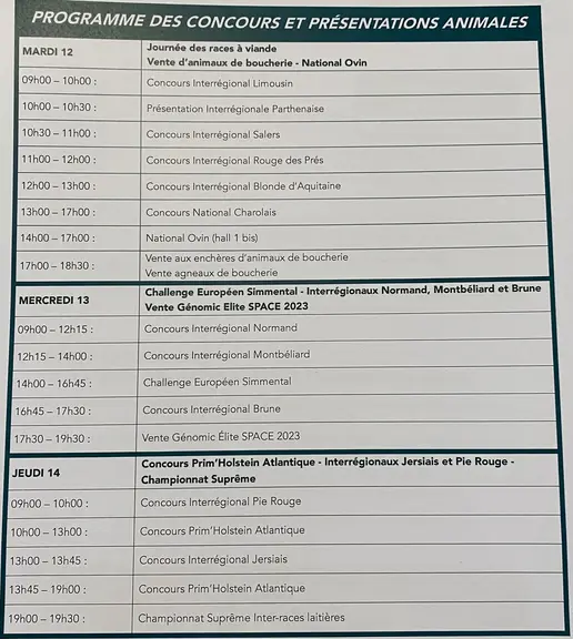 Programme du salon génétique