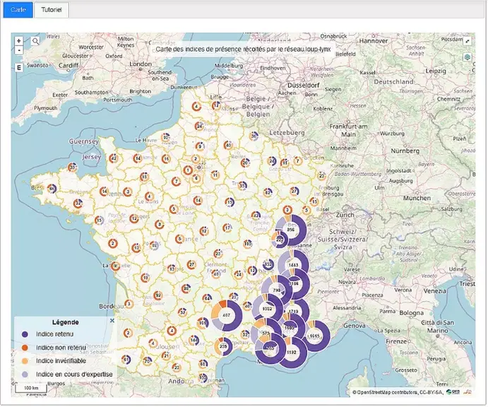 Capture d'écran de la carte interactive 