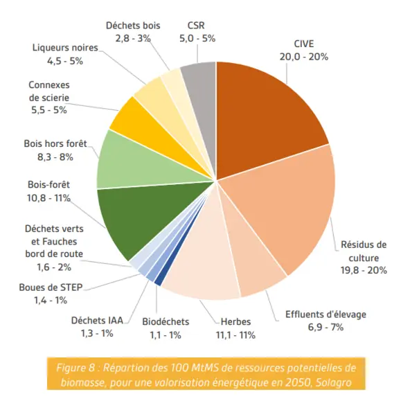 graphique étude solagro sur les biomasses