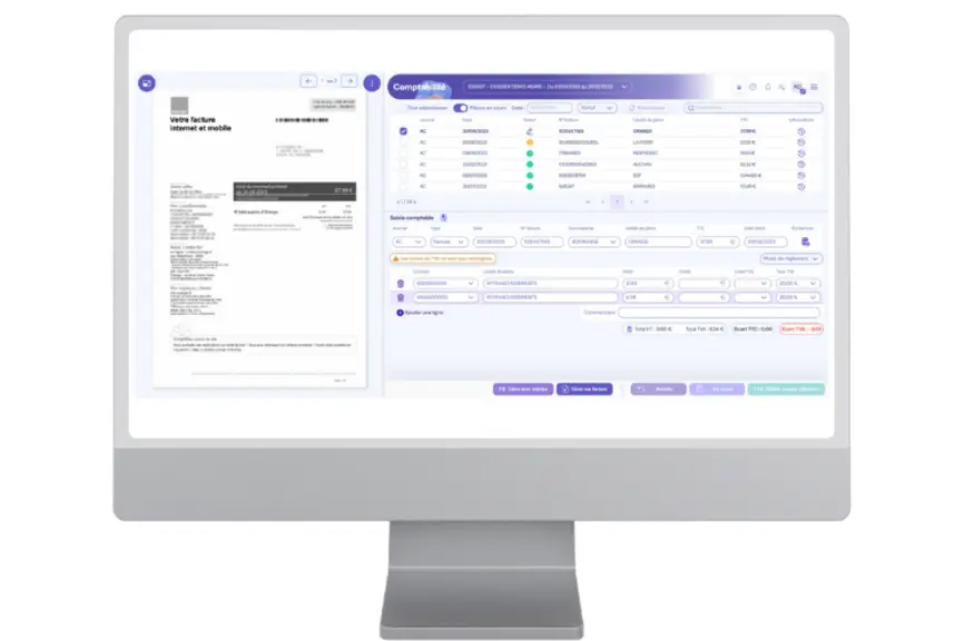 Ordinateur avec l'application Amicompta de la société Isagri. 