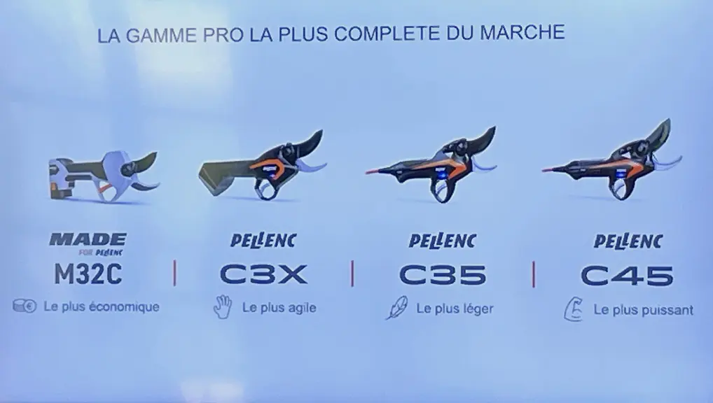 La gamme de sécateurs électriques Pellenc compte désormais quatre modèles.