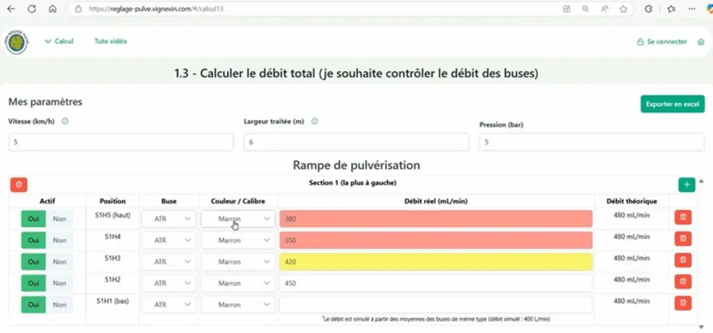Capture d'écran du site Mon Réglage Pulvé