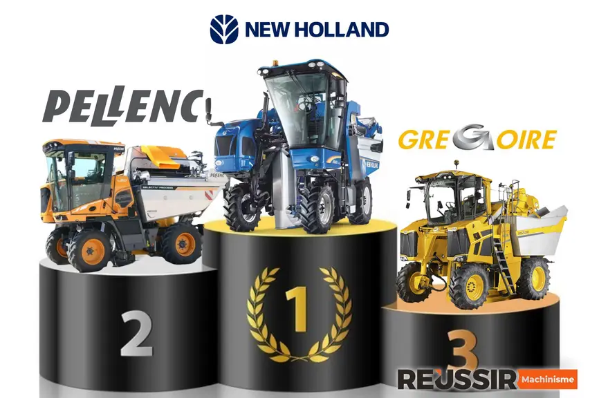 Machines à vendanger New Holland, Pellenc et Grégoire sur un podium
