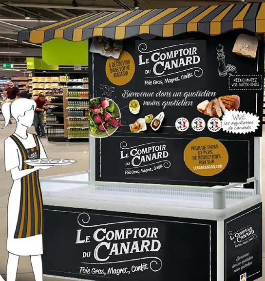 Faire penser à un achat plaisir et gastronomique en GMS avec le Comptoir du Foie gras  © Cifog