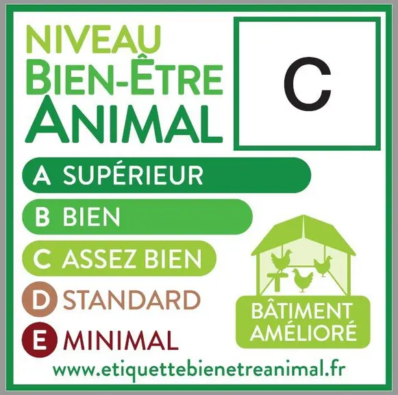 Le référentiel AEBEA demande 2 mètres linéaires de perchoirs pour 1000 poulets pour être classé C et 4  m pour être étiqueté A © AEBEA