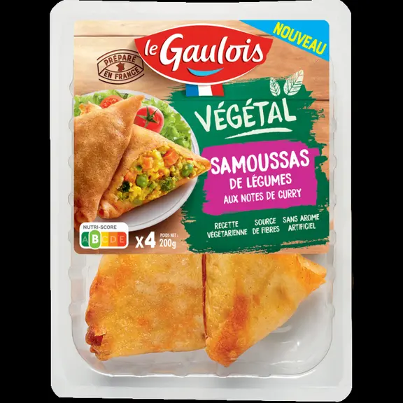 Le pôle volaille développe aussi une gamme 100 % végétale, comme ces samoussas.