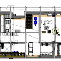 Plan 3D initial du rez-de-chaussée proposé par l’ergonome. Il a été ajusté pour réduire les coûts, notamment par la suppressio