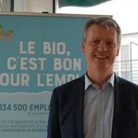 Florent Guhl, directeur de l'Agence Bio, au siège de l'Agence à Montreuil le 6 juin 2019.  © A.-S. L.