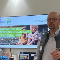 Bruno Martel, nouveau président du groupement d’intérêt public (GIP), ce 26 février au salon de l’agriculture sur le stand de la Coopération agricole.