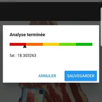 Une fois la photo de la pièce de viande analysée, l’application donne la teneur en matière grasse du morceau photographié.  © Capture d'écran