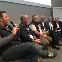 Lors de la table ronde organisée par Interbev au Sommet de l'élevage avec de gauche à droite, Guillaume Gauthier, Philippe Dumas, Dominique Guineheux,