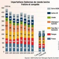 graphique importations viande bovine en Italie