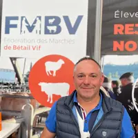 Lionel Plagnet, éleveur de blondes d'Aquitaines et d'aubracs à Omex, dans les Hautes-Pyrénées, rencontré au Sommet de l’élevage le 4 octobre 2023.