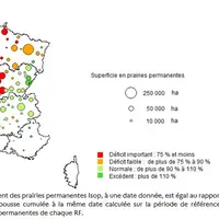 carte de France prairies rendement au 20 septembre Agreste