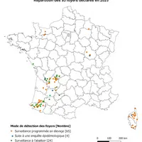 carte des cas de tuberculose bovine